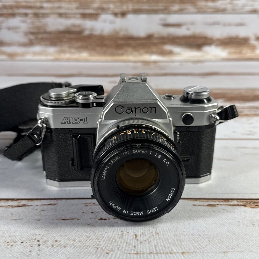 Canon AE-1 Silver and Black Camera